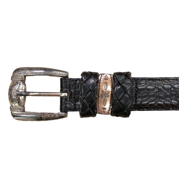 Brighton Women\'s Sz 32 Belt Black Croc Pattern #24703 Sliver Hardware Buckle main image 14